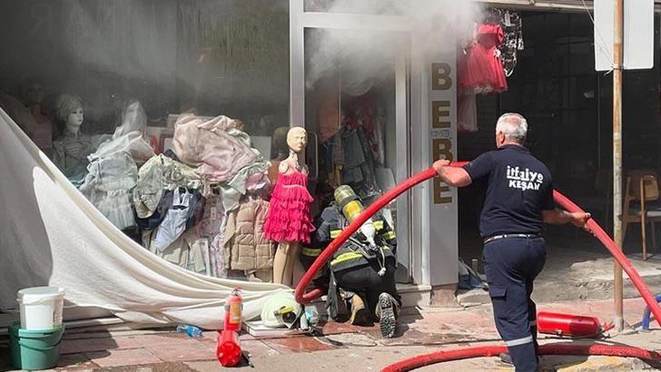 Edirne’de bebek kıyafetleri satan iş yerinde çıkan yangın söndürüldü