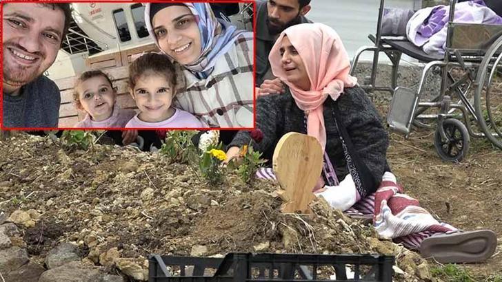 Heyelanda hayatını kaybeden eşi ve 2 kızının kabirlerini ziyaret edip, gözyaşı döktü