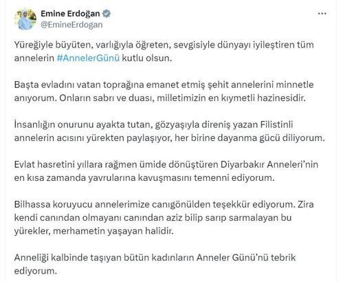 Emine Erdoğan'dan 'Anneler Günü' paylaşımı