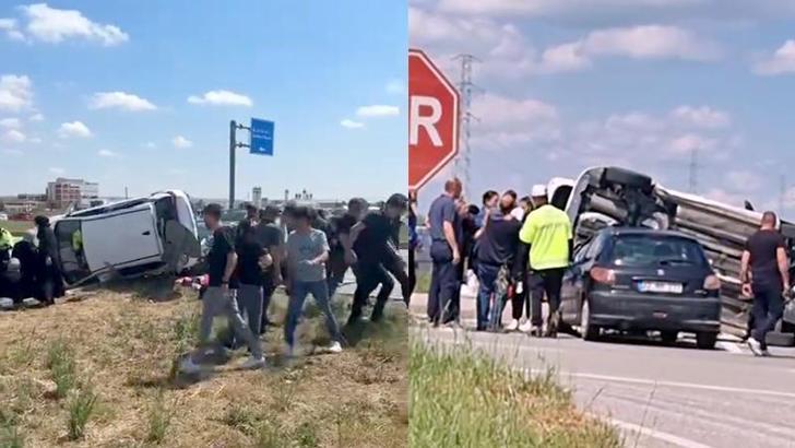 Otomobiller kavşakta çarpıştı; 5 yaralı