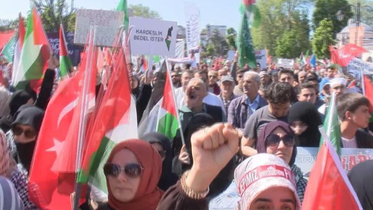 İstanbul - İstanbul'da binlerce kişi Gazze için yürüdü
