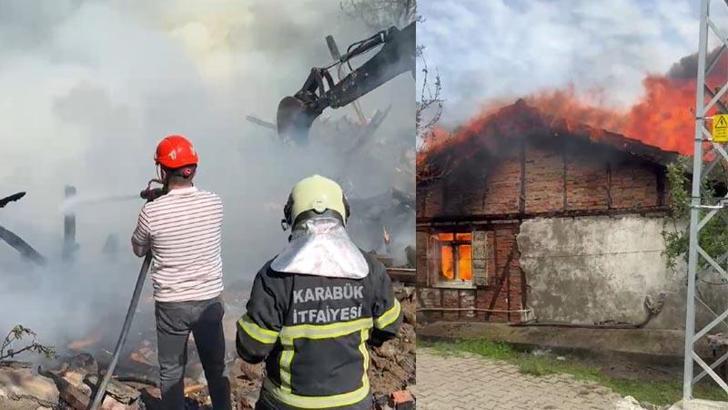 Tek katlı ahşap evde yangın
