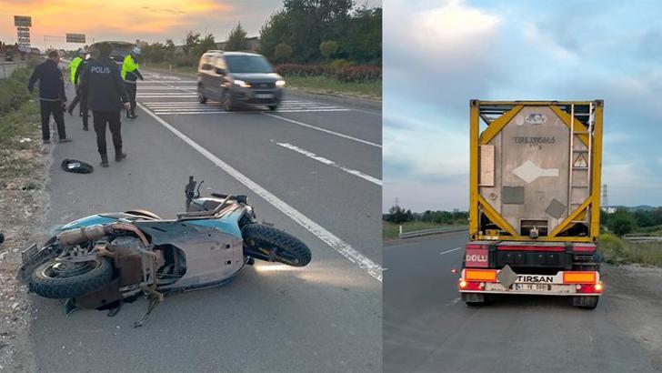 TIR’a arkadan çarpan motosikletin sürücüsü ağır yaralandı