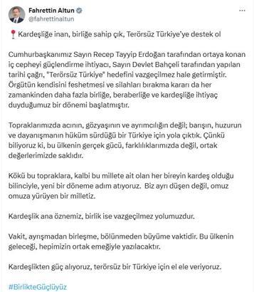 İletişim Başkanı Altun: Barışın hüküm sürdüğü bir Türkiye için yola çıktık