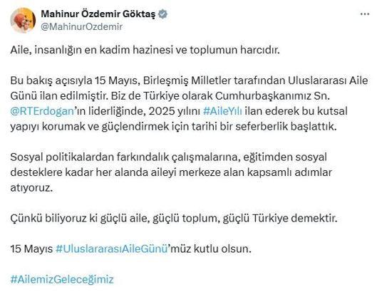Bakan Göktaş'tan 'Uluslararası Aile Günü' mesajı