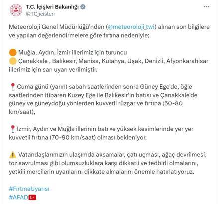 3 ilde 'turuncu', 7 ilde 'sarı' kodlu fırtına uyarısı