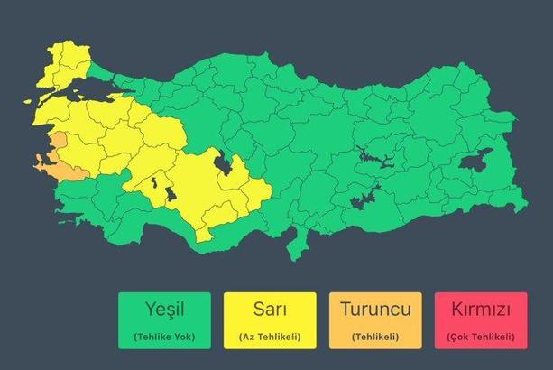 İçişleri Bakanlığı'ndan 18 kente 'sarı', 1 kente 'turuncu' kodlu uyarı