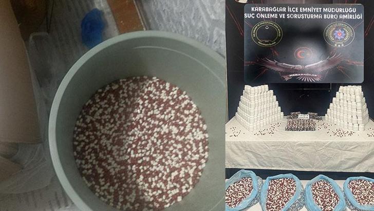 'Torbacının' zula evindeki çöp kovasında 46 bin 260 adet sentetik ecza maddesi ele geçirildi