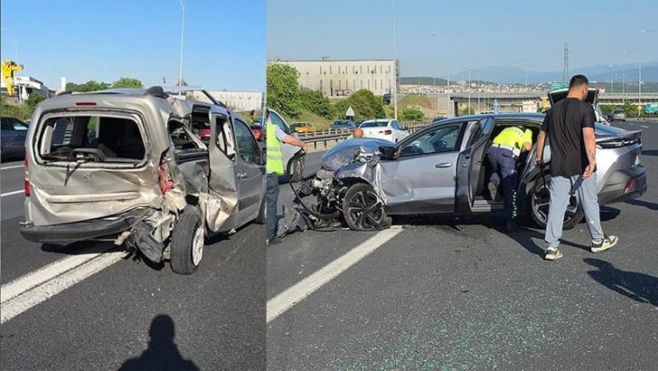 Anadolu Otoyolu Gebze geçişinde otomobille, hafif ticari araç çarpıştı; 2 yaralı