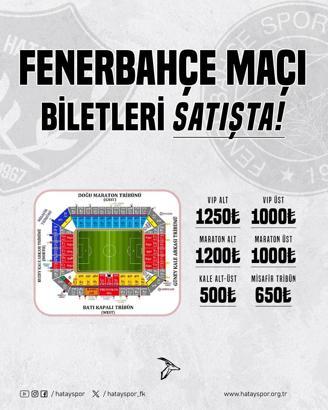 Hatayspor’un Fenerbahçe maçı biletleri satışa çıktı