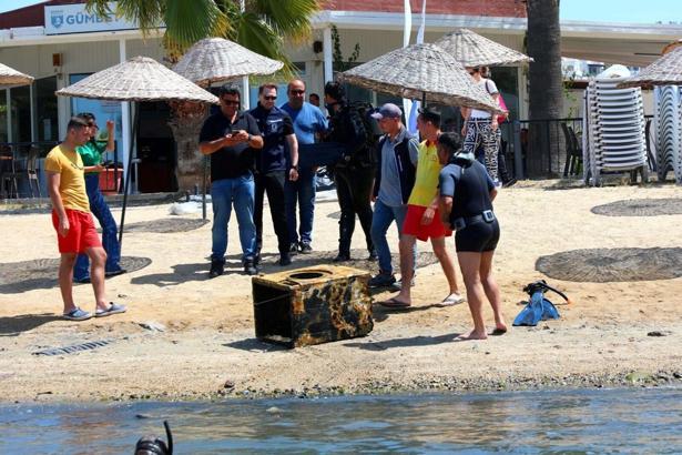 Bodrum'da deniz dibi temizliğinde çamaşır makinesi çıktı