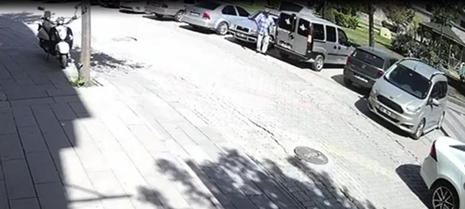 Otomobilden bal hırsızlığı kamerada