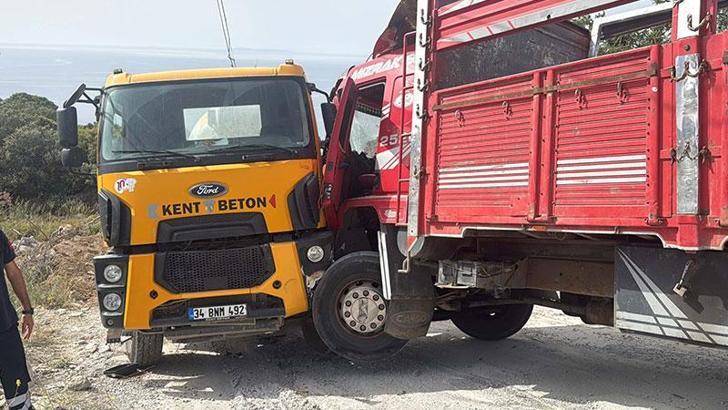 Bodrum'da, beton mikseri ile kamyonun arasında sıkışan sürücü öldü