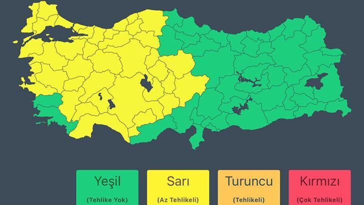 İçişleri Bakanlığı'ndan 38 kent için 'sarı' kodlu uyarı