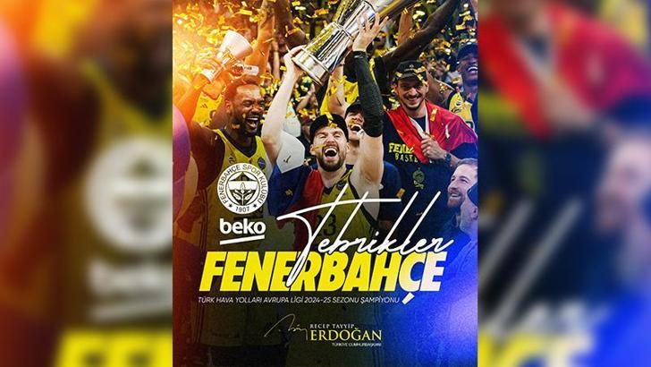 Cumhurbaşkanı Erdoğan, Fenerbahçe Beko'yu tebrik etti