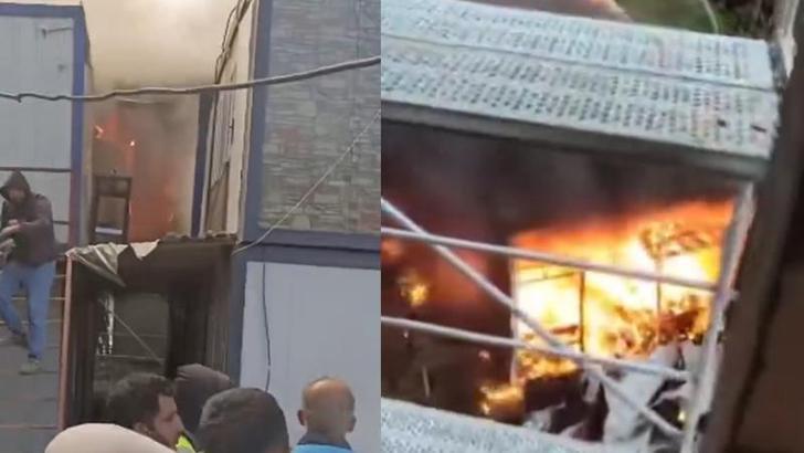 Eyüpsultan'da işçi konteynerlerinde çıkan yangın söndürüldü