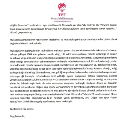 Elazığspor hükmen yenik sayıldı, Van Spor FK finale çıktı