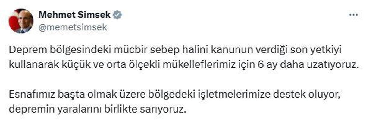 Deprem bölgesinde mücbir sebep hali uzatıldı