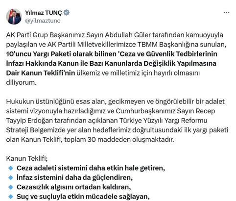 Bakan Tunç: Amacımız, hukuk sistemimizin güven veren yapısını daha da güçlendirmek