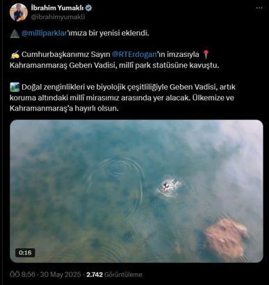 Kahramanmaraş Geben Vadisi, milli park statüsüne alındı