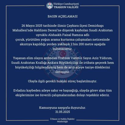 Trabzon'da derede kaybolan Faisal'in cansız bedeni bulundu (2)