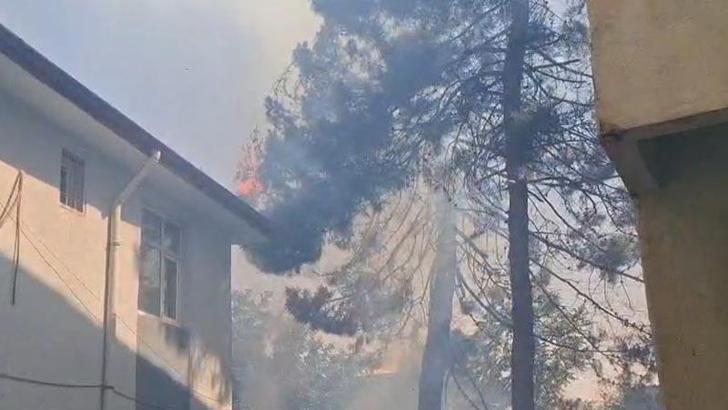 Araştırma merkezinin bahçesinde çıkan yangın, yan binanın çatısına sıçradı