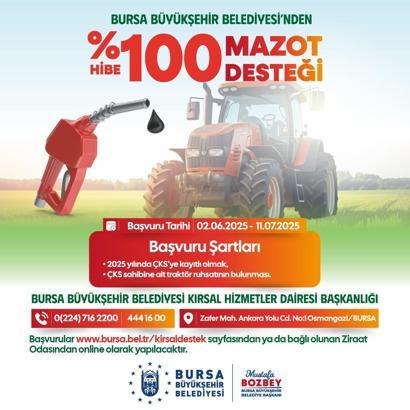 Bursa Büyükşehir Belediyesi’nden yüzde 100 hibe ‘Mazot Desteği’