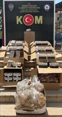 Manisa'da 58 bin 860 doldurulmuş makaron ele geçirildi