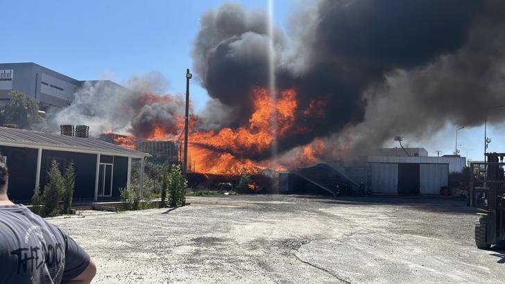 Kocaeli’de palet depolama sahasında yangın / Ek fotoğraflar