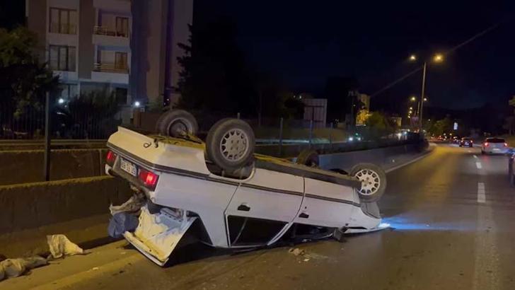 Kartal'da otomobil takla attı: 2 yaralı