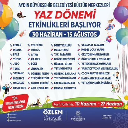 Aydın'da 39 branşta yapılacak 'yaz dönemi etkinliklerine başvurular başladı
