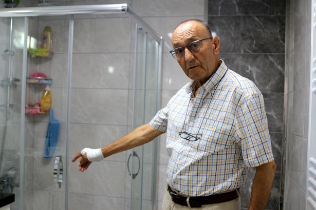 Duşa kabin camı patladı, emekli akademisyen yaralandı