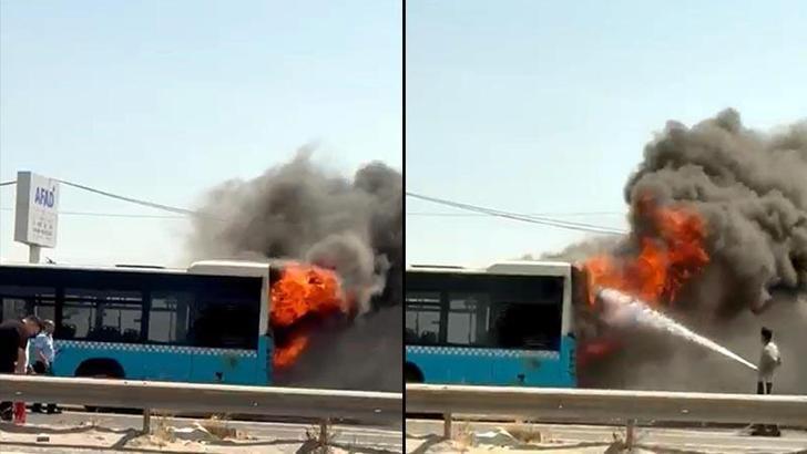 Tekirdağ'da belediye otobüsü alev aldı