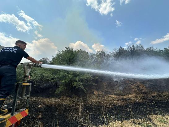 Edirne’de ot yangını ağaçlara sıçramadan söndürüldü