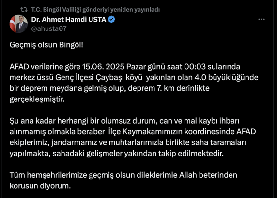 Bingöl'de 4 büyüklüğünde deprem (2)