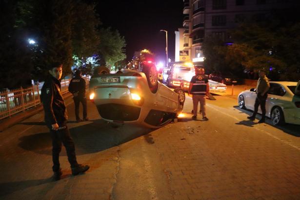 Kastamonu’da, kontrolden çıkan otomobil takla attı