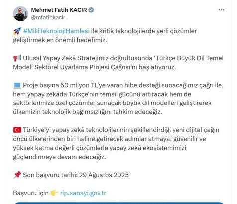 Bakan Kacır: Ülkemizin teknolojik bağımsızlığını tahkim edeceğiz