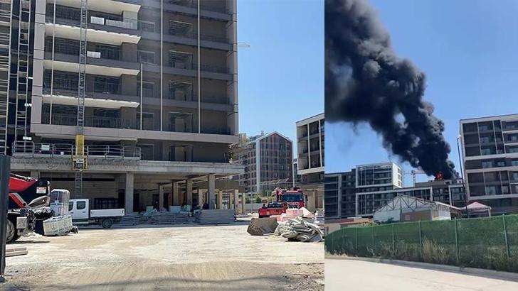 8 katlı inşaatın çatısı alev alev yandı