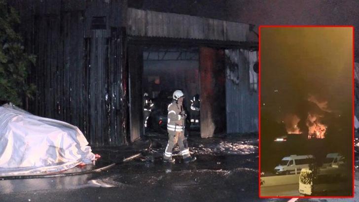 Bahçelievler'de, oto tamirhanesinde yangın