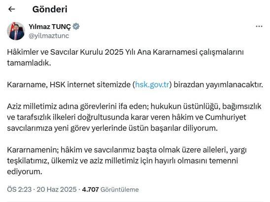 4 bin 36 hakim ve savcının görev yeri değişti