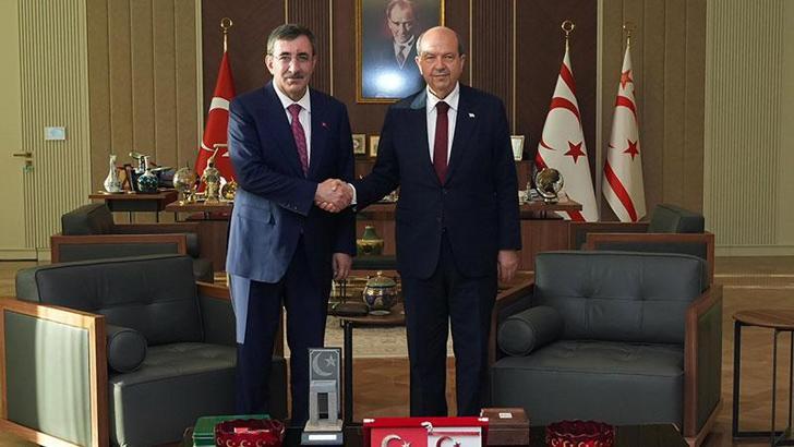 Cumhurbaşkanı Yardımcısı Yılmaz, KKTC'de Cumhurbaşkanı Tatar ve Başbakan Üstel ile görüştü