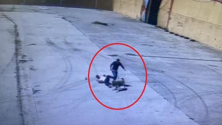 Sokak köpeğinin saldırdığı işçiyi arkadaşı kurtardı; o anlar kamerada