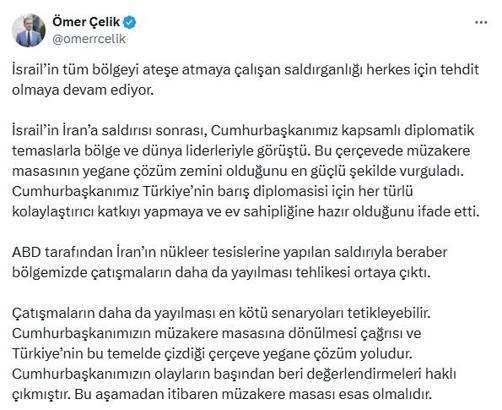 AK Parti'li Çelik: Çatışmaların daha da yayılması en kötü senaryoları tetikleyebilir