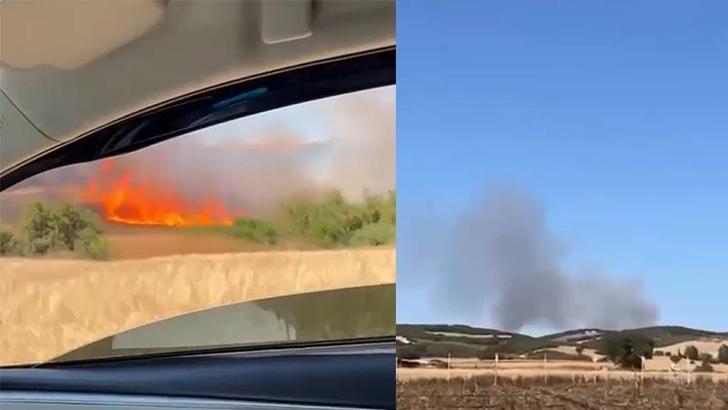 Çanakkale'de tarım arazisinde çıkan yangın kontrol altında