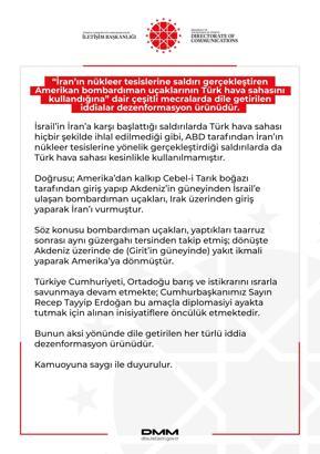 İletişim Başkanlığı, 'Amerikan uçakları Türk hava sahasını kullandı' iddiasını yalanladı