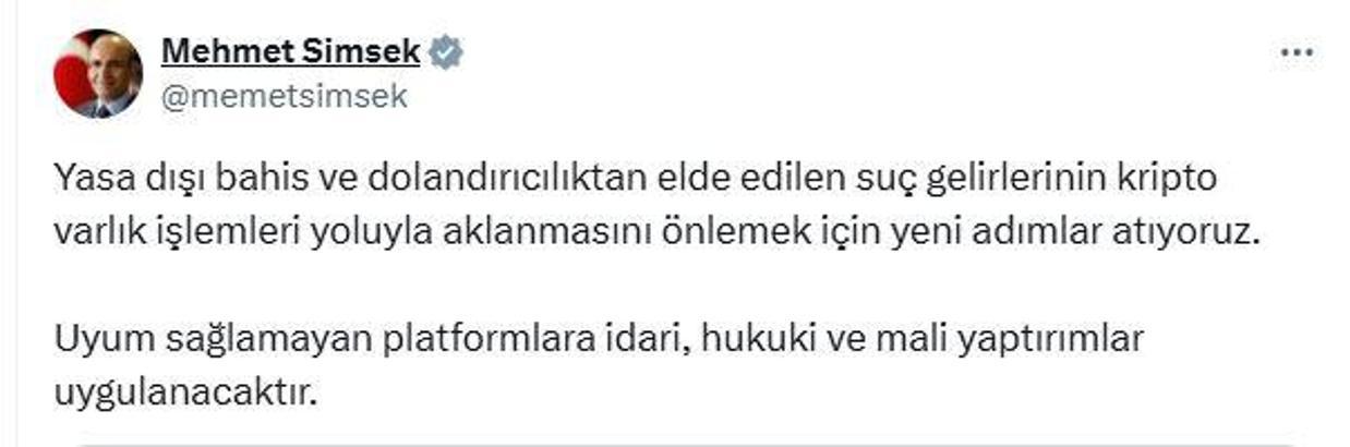 Bakan Şimşek: Suç gelirlerinin aklanmasını önlemek için yeni adımlar atıyoruz