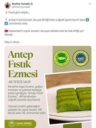 Gaziantep fıstık ezmesine AB'den coğrafi işaret tescili