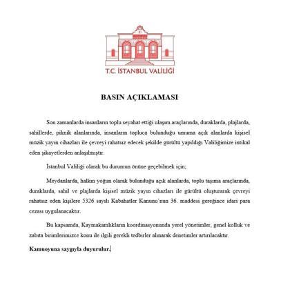 İstanbul Valiliği'nden 'yüksek sesli müzik' uyarısı: Para cezası uygulanacak