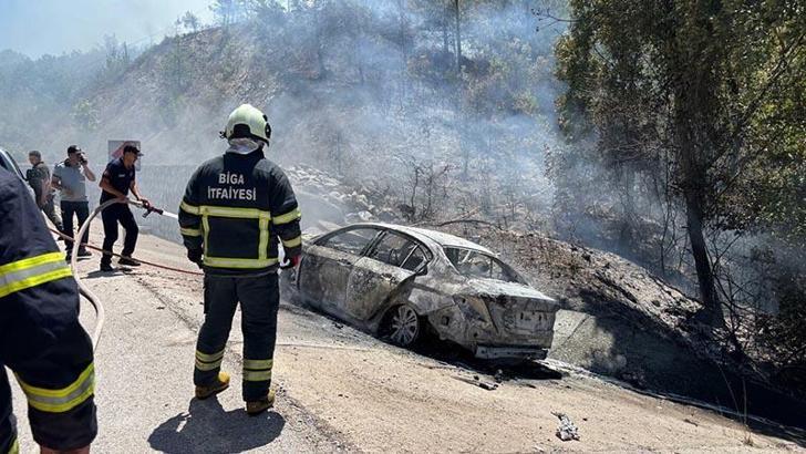 İstinat duvarına çarpan otomobil alev aldı: 1 ölü, 2 yaralı