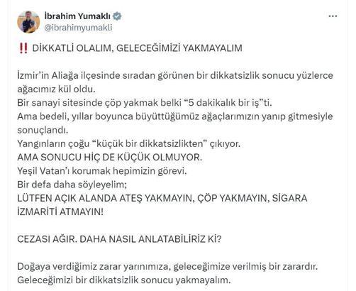 Bakan Yumaklı'dan orman yangınlarına karşı uyarı